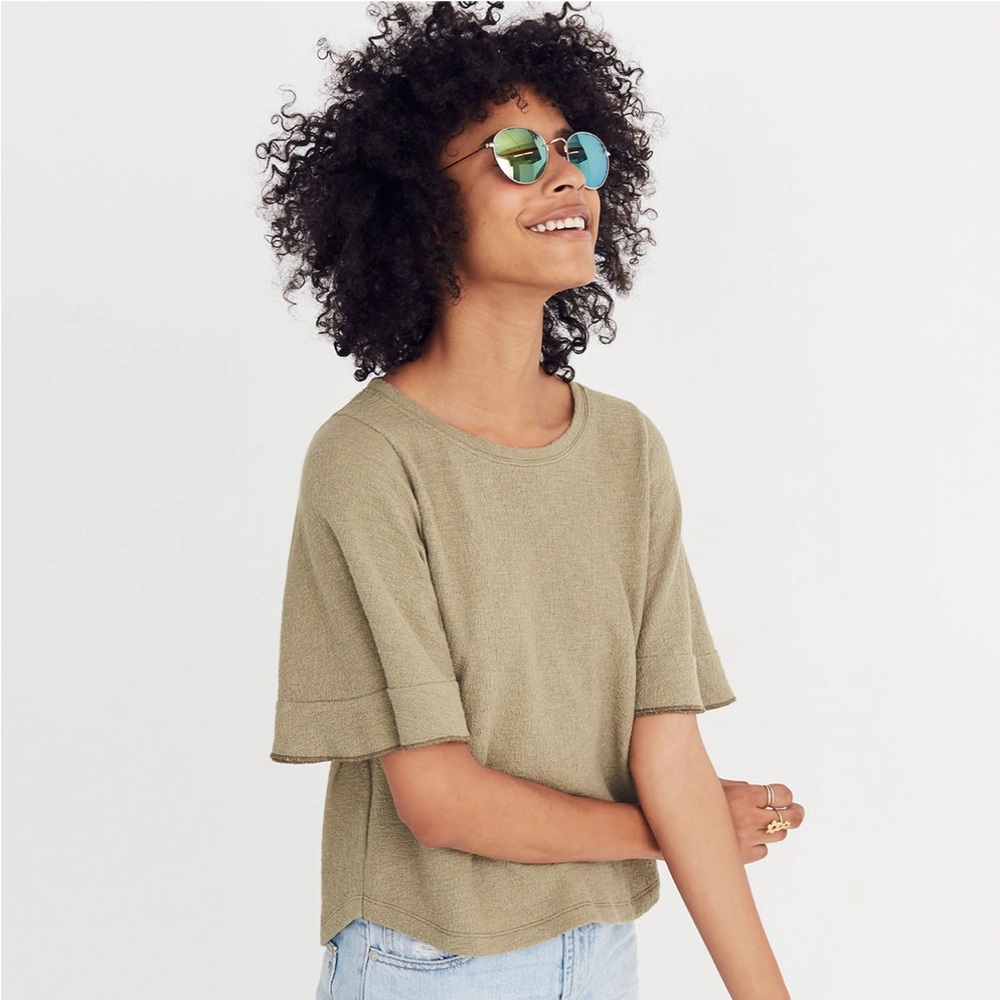 Madewell Texture & Thread Flutter-Sleeve Top